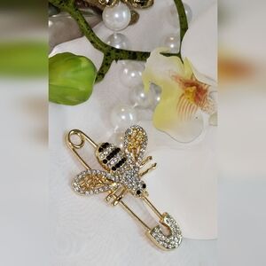 Gold and Black Bee Brooch